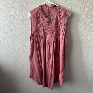 Torrid Lace Pink Gauze Top  Plus Size 2X New No Tags